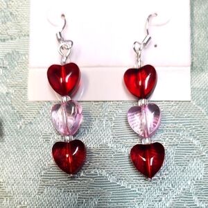 Heart-Shaped Red and Pink Earrings!